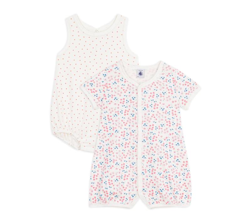 [プチバトー] プリントショートロンパース２枚組 A0FEQ マルチ色つや１ 12ヶ月 74糎