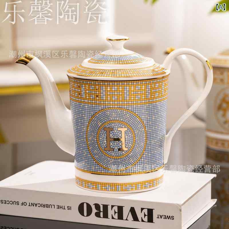 卸売り 陶磁器 コーヒーポットギフトボックス 家庭 用 午後 ティーポット ヨーロッパ 式 高 ?値 陶磁器 金色 冷水 ポットクロスボーダー