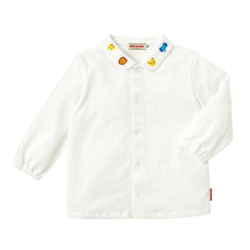 [ミキハウス] 長袖トップ 無地 くま 日本製 綿100％ 御坊っちゃん うしろ帯 もの言う花 キッズ 赤ちゃん服 10-5406-497