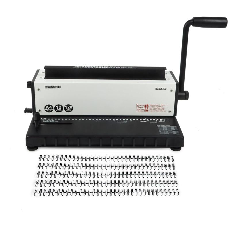 RAYSOONER TD-1200 製本機｜34穴 角穴（4×4粍）｜穴あけ・製本一体型｜手動式｜A4/A5/B5 相応う｜最大限度12枚殴り付ける｜導線製本（3:1投球）