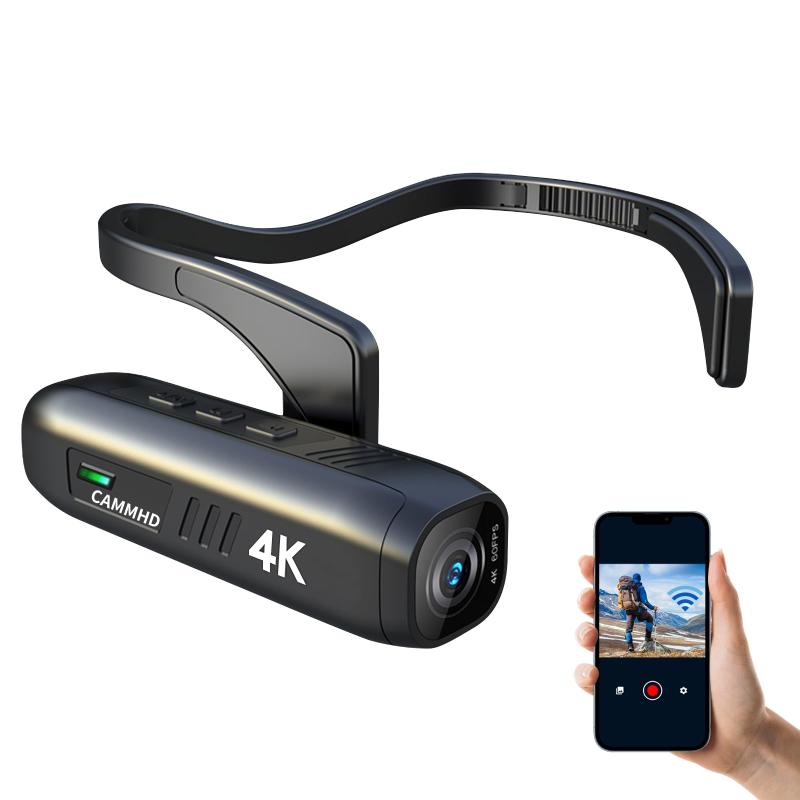 CAMMHD ハンズフリーカメラ 4K ビデオカメラ 2200mAh 5~7時間の作業 ジンバルアンチシェイク ウェアラブルカメラ WiFi接続 モバイルアプリコントロール に適し 会議 スポーツ ダッシュカム Vlogの|スカイライト