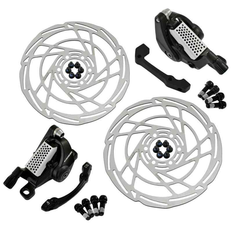 RIDEREVER MCX-2 Post Mount Dual-piston Mechancial Disc Brake Set w/Rotors, Black x Silver, RD2323｜スカイライト