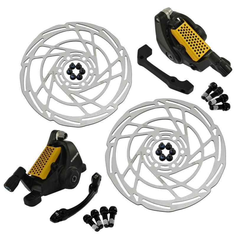 RIDEREVER MCX-2 Post Mount Dual-piston Mechancial Disc Brake Set w/Rotors, Black x Gold, RD2324｜スカイライト