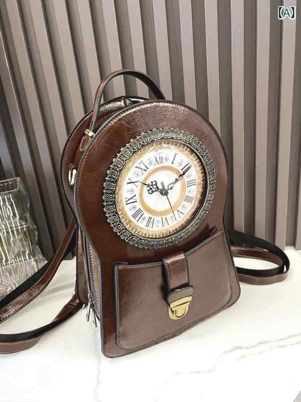 レトロクリエイティブ 時辰儀両 肩 荷拵え 5 号 蓄電池 歩く 物ごとが できる シングル 肩 曲がった ショルダーバッグ お上さん PU 時辰儀 ハンドバック