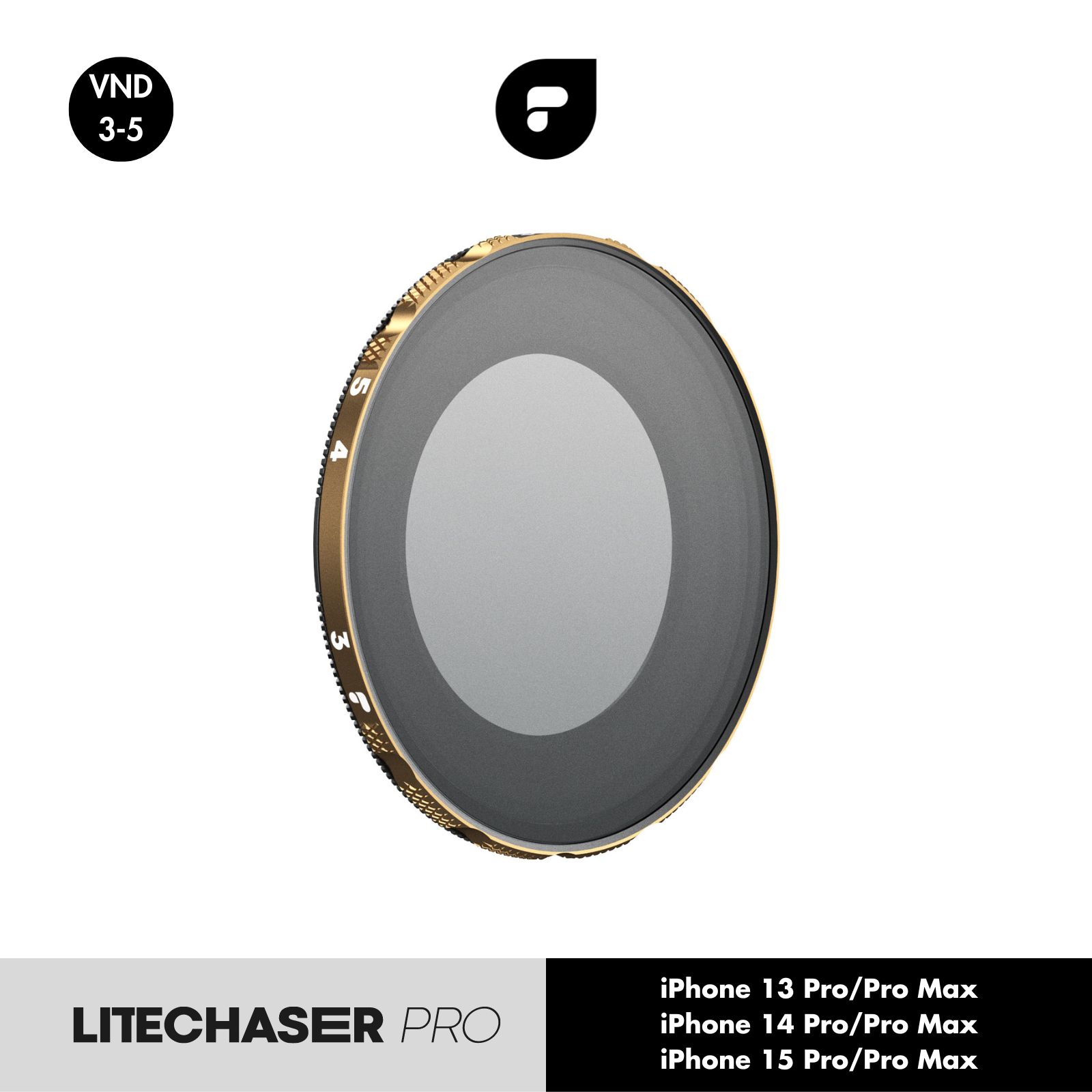 PolarPro LiteChaser Pro 変数ND3-5 水漉し for iPhone 13/14/15 続きもの ND8-ND32 光量抑えつける 減光 シャッター素早さ合わせる 水漉し保護すること容れものとDefenderミニ取りまかなう付き添い人