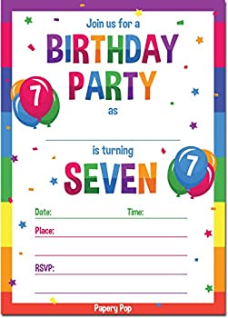 【中古】【輸入品・未使用】7th誕生日パーティー招待状封筒付き( 15?Count )???7年古い子供誕生日招待状for Boys or Girls???レインボー｜スカイマーケットプラス