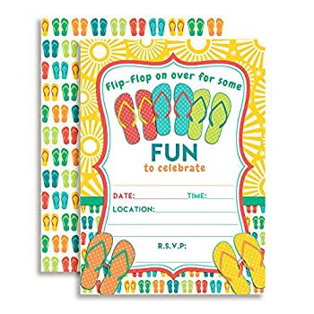【中古】【輸入品・未使用】Flip Flop Birthday Party Fill In Invitations set of 10 with envelopes. Perfect for Summer parties%ｶﾝﾏ% graduation%ｶﾝﾏ% family reunions%