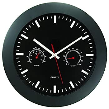 【中古】【輸入品・未使用】Timekeeper Round Wallclock with Black Frame and Temperature/Barometric Gauges%ｶﾝﾏ% 12-Inch [並行輸入品]