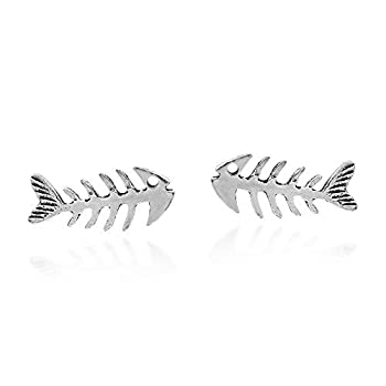 【中古】【輸入品・未使用】Everyday Funky チャーミングな魚の骨 .925スターリングシルバー スタッドイヤリング
