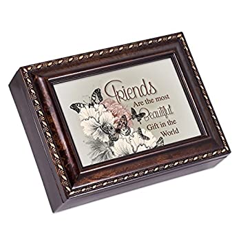 【中古】【インポート品・未当て嵌める】Cottage Garden Friends 見目麗しい差し上げ物 突っ張り材木仕上 宝飾品オルゴール アメイジング・グレース インテリア・寝具・収納-オルゴール