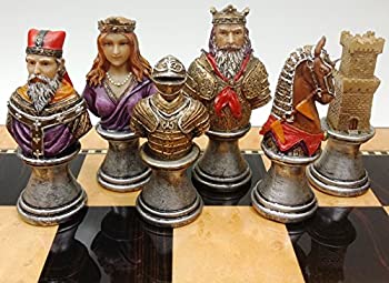 【中古】【輸入品・未使用】Medieval Times Crusades RED & Green Busts Set of Chess Men Pieces Hand Painted
