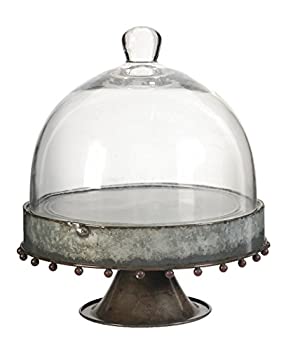 【中古】【インポート品・未当て嵌める】Glass Cloche Dome w/ Pedestal Stand 21.6糎 x24.1糎