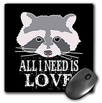 【中古】【輸入品・未使用】3dRose マウスパッド 面白いアライグマの顔 All I Need is Love On Black Background - 20.32cm x 20.32cm (mp_271560_1)｜スカイマーケットプラス