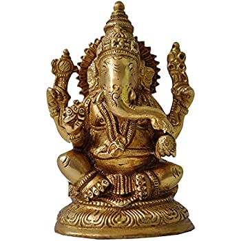 【中古】【輸入品・未使用】Aakrati ガネーシャ神の神像 真鍮ブラウン｜スカイマーケットプラス