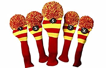 【中古】【輸入品・未使用】Majekゴルフクラブ1?3?5?7?xイエローとレッドLimited EditionドライバーとフェアウェイウッドヘッドカバーFits 460?ccドライバーツアーニットレ