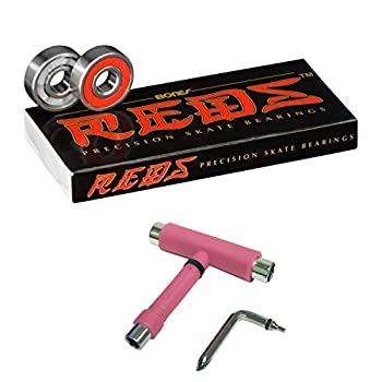 【中古】【インポート品・未当てはめる】(Pink) - Bones Reds Bearings + Skate T-Tool + Spacers (Pink)