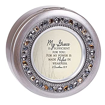【中古】【輸入品・未使用】My Grace is Sufficient for You Brushed Silver Round Jewelled Music Box Plays Tune Amazing Grace