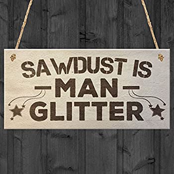 【中古】【輸入品・未使用】SawdustはManグリッターMan Cave Shed Carpenter木製PlaqueガレージツールSignギフト