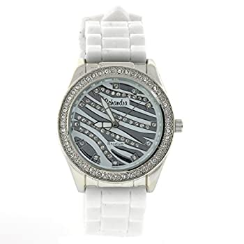【中古】【輸入品・未使用】シリコンクリスタルwatch-ホワイトandシルバーZebra|スカイマーケットプラス