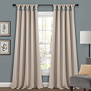 【中古】【輸入品・未使用】Lush Dcor Insulated Knotted Tab Top Blackout Window Curtain Panels Wheat 52X95 Set