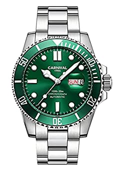 【中古】【輸入品・未使用】（carnivalカーニバル）腕時計 自動巻き カレンダー 夜光 回転ベゼル 24時間 メンズ 銀青色
