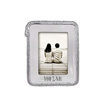 【中古】【輸入品・未使用】MARIPOSA You & Me Rope 5x7 写真フレーム 刻印入り 5x7インチ シルバー