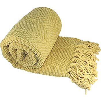 【中古】【輸入品・未使用】Home Soft Things ニットツイードスローブランケット 60%ダブルクォーテ% x 80%ダブルクォーテ% ホホバイエロー|スカイマーケットプラス
