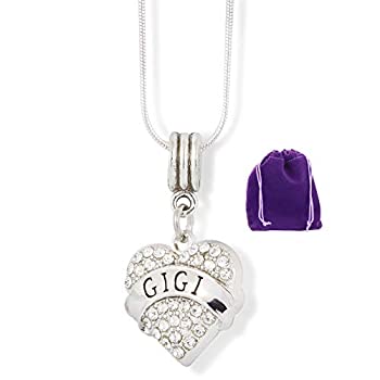 【中古】【輸入品・未使用】GiGi Grandma Grandmother 文字入り ラインストーンハートチャーム スネークチェーンネックレス