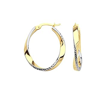 【中古】【インポート品・未当て嵌める】フープイヤリング 10Kt ゴールド デザイナーフープイヤリング