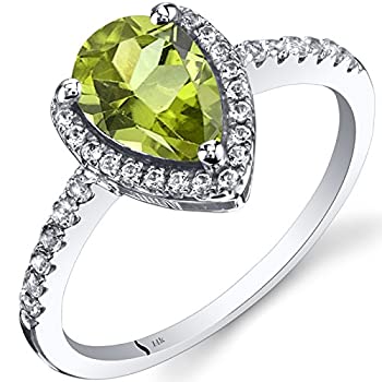 【中古】【インポート品・未当て嵌める】14?KホワイトゴールドペリドットオープンHalo輪っかPear Shape 1.25カラット大きさ5?to 9
