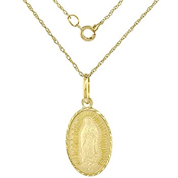 【中古】【輸入品・未使用】グアダルーペメダルネックレス 小さな14Kゴールド&スターリングシルバー 楕円形 5/8インチ イタリア