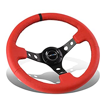 【中古】【輸入品・未使用】NRG Innovations RST-006RR-BS-B 強化ステアリングホイール (350mm スポーツステアリングホイール(深さ3インチ) ブラックスポーク スエード仕上