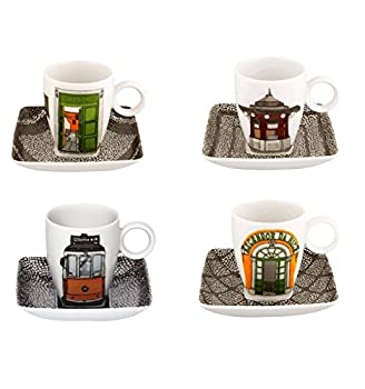 【中古】【インポート品・未当て嵌める】Vista Alegre%ﾀﾞﾌﾞﾙｸｫｰﾃ%Soul of Lisbon%ﾀﾞﾌﾞﾙｸｫｰﾃ% Porcelain 8 マイコン Espresso Cup And Saucer Set その他-キッチン用品・食器・調理器具