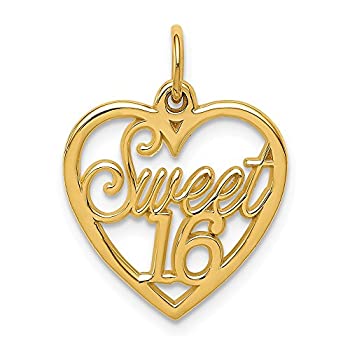 【中古】【輸入品・未使用】Black Bow Jewelry 14Kイエローゴールド スイート16ハートチャームまたはペンダント、16mm