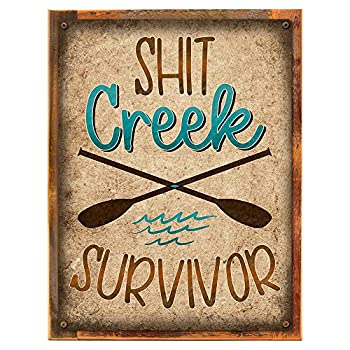 【中古】【輸入品・未使用】Shit Creek Survivorメタルサイン--ユーモア、素朴な、Manゲーム部屋、 Framed Outdoor 18%ﾀﾞﾌﾞﾙｸｫｰﾃ%x24%ﾀﾞﾌﾞﾙｸｫｰﾃ% ブラウン 8-MEM1047FSP