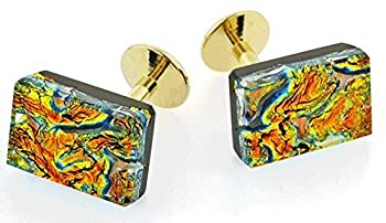 【中古】【インポート品・未当てはめる】ゴールドRadiantアートガラスカフスボタン。Made In The USA