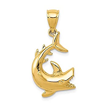 【中古】【インポート品・未当てはめる】14k 黄色ゴールド シャーク シャンデリヤ 惹き付ける 頸飾り 渡津海毛の荒物 魚 成人男性 罰金 宝飾品 父 成人男性 差し上げ物