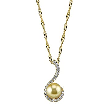 【中古】【インポート品・未当て嵌める】10?粍 Golden South Sea Cultured Pearl回転させるシャンデリヤ