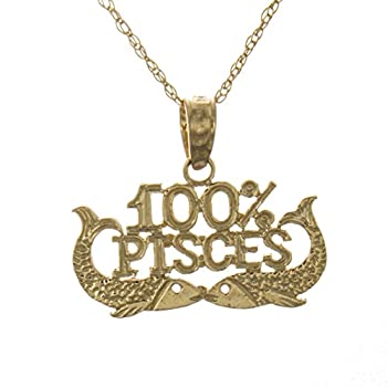 【中古】【輸入品・未使用】14?KイエローゴールドZodiac Signチャームペンダントとチェーン、100?% PiscesブロックEngraved|スカイマーケットプラス