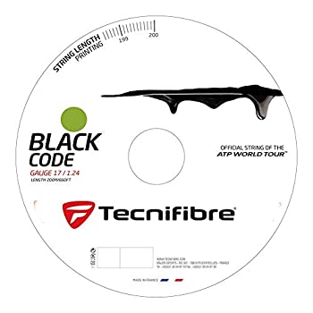 【中古】【インポート品・未当て嵌める】テクニファイバー(Tecnifibre) 黒いこと吊りひもBlack Code 200M渦状文 TFR503／TFR504／TFR505／TFR506 硬式庭球 ポリエステル ガット / 1.28粍
