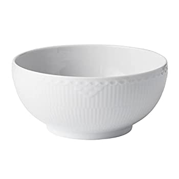 【中古】【インポート品・未当て嵌める】Royal Copenhagen ホワイトフルートハーフレースサービングボウル
