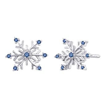 【中古】【輸入品・未使用】ブルーダイヤモンド「雪片」イヤリング スターリングシルバー (0.12カラット)
