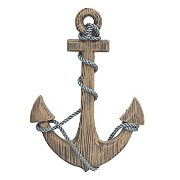 【中古】【インポート品・未当てはめる】Adeco Ornamental Home Decor Nautical Ship Anchor Wall Decoration Decor Accent Wood and Rope 24 by Adeco