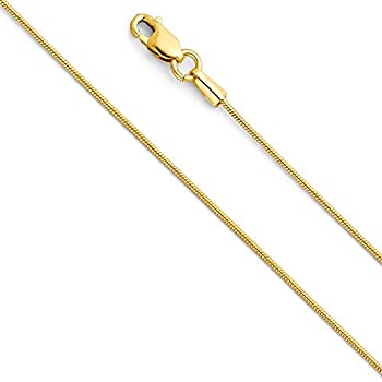 【中古】【輸入品・未使用】丸い蛇チェーンネックレス 14Kイエローまたはホワイトのソリッドゴールド 0.8mm ロブスタークロウクラスプ付き