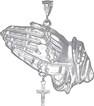 【中古】【輸入品・未使用】eJewelryPlus スターリングシルバー 祈りの手 ロザリオクロスペンダントネックレス