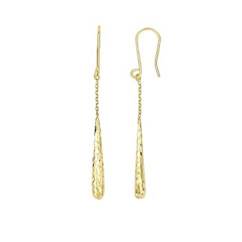 【中古】【輸入品・未使用】14K Yellow Gold Diamond Cut Long Teardrop Drop Earrings|スカイマーケットプラス