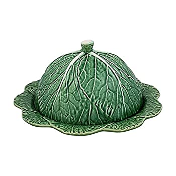 【中古】【インポート品・未当て嵌める】Bordallo Pinheiro 緑であること玉菜瀬戸ものラウンドチーズトレイ