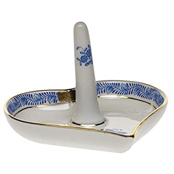 【中古】【輸入品・未使用】ヘレンド中国ブーケ ブルー磁器 ハートリングホルダー