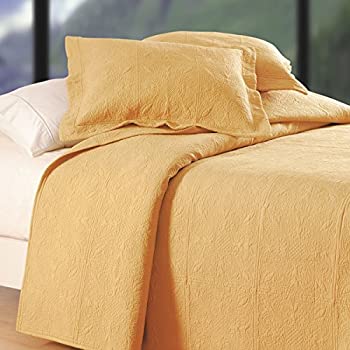 【中古】【インポート品・未当て嵌める】C\u0026F Home 唐きび地絹 ツイン マトラッセ キルト 100%綿織物 軽さ 洗い濯ぎ機洗いもの可 リヴァーシブル ベッドスプレッド 寝台取りまかなう ツイン イエロ