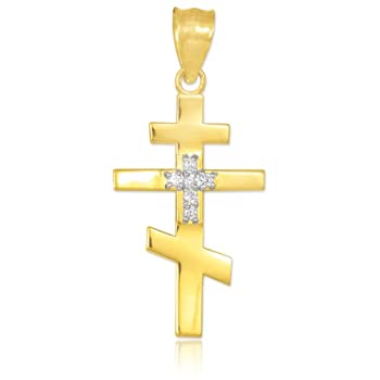 【中古】【インポート品・未当て嵌める】14K 黄色ゴールド 金剛石 スタッズ 東方正教会 引きつける ロシア帝国はりつけ台シャンデリヤ